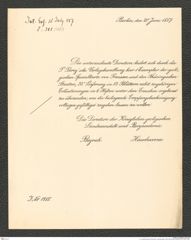 k.k. naturhistorisches Hofmuseum, Intendanzakten 1885-1896 (Hauer), Aktenzahl Z.301/1887, Seite 1